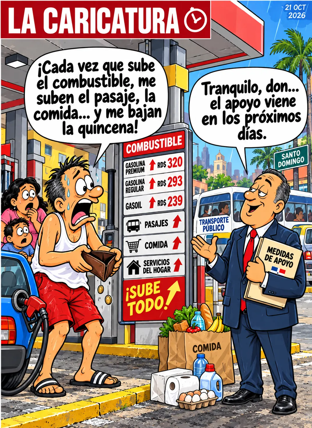 La caricatura refleja la frustración con la inflación y la quincena