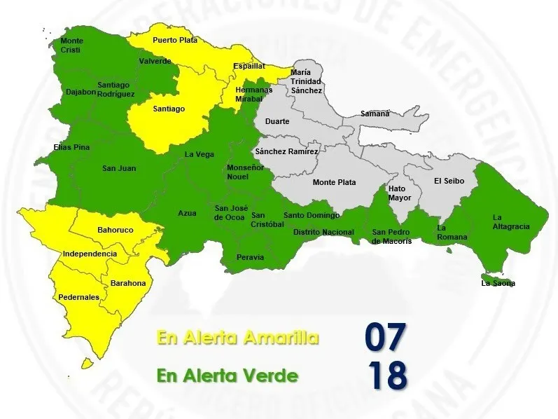 COE mantiene alerta verde en cuatro provincias