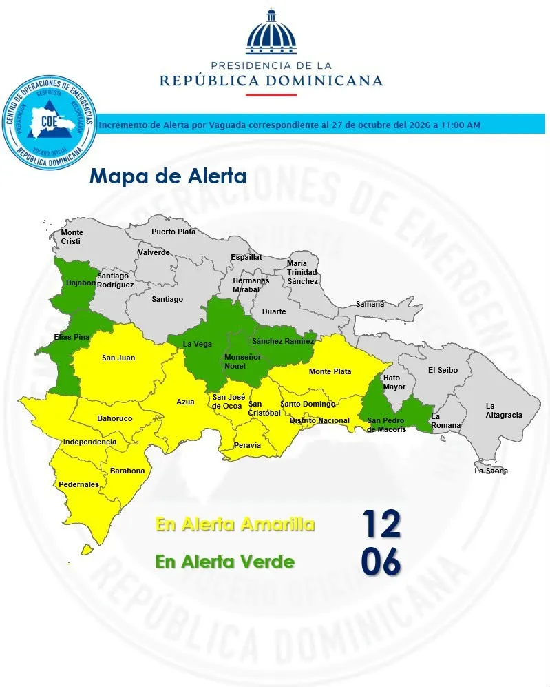 COE amplía alerta amarilla por lluvias y tormentas
