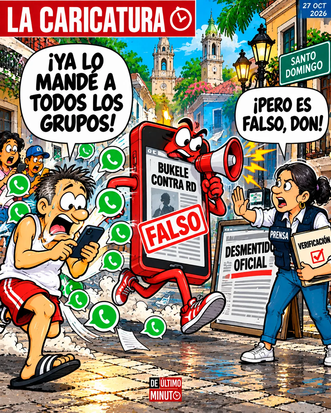 La caricatura critica la difusión de noticias falsas en la era digital