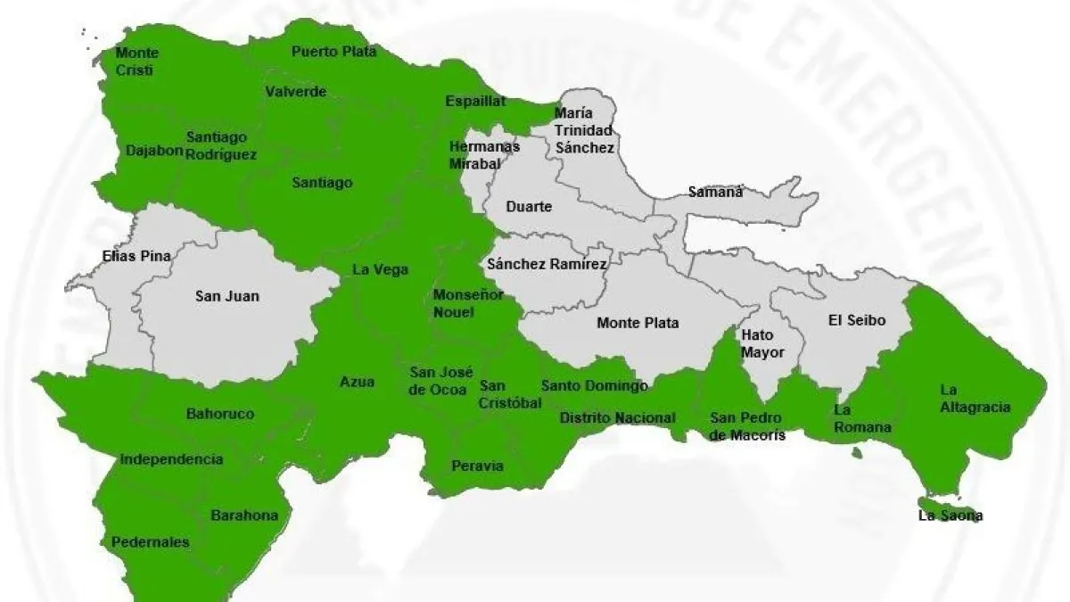 Lluvias intensas: RD en alerta verde por vaguada