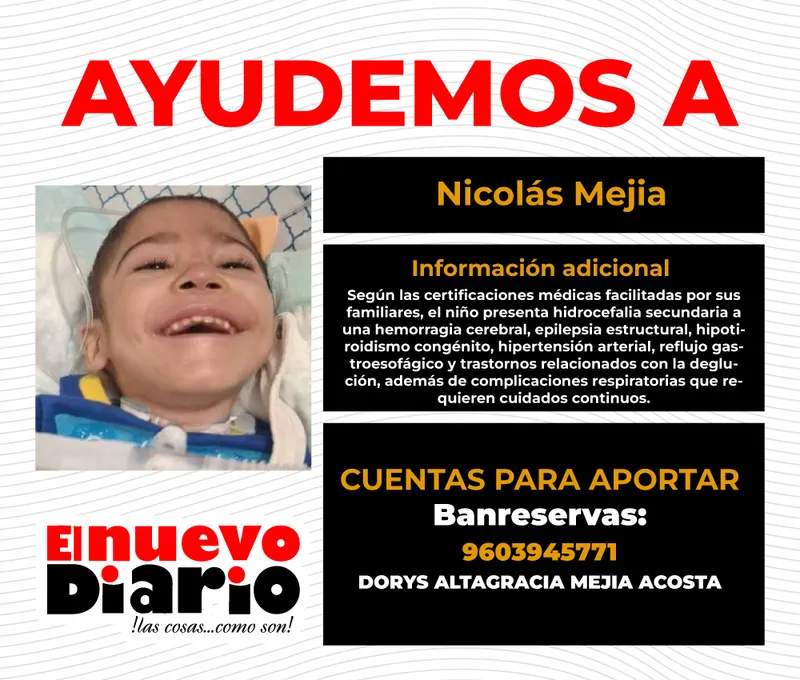 Familia pide ayuda para tratamiento de niño con problemas de salud