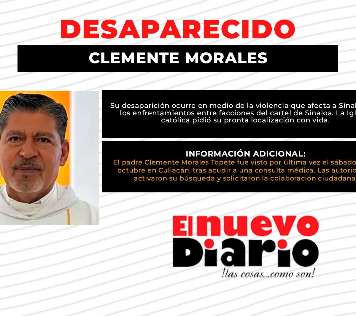 Sacerdote desaparece en Sinaloa, estado mexicano con alta violencia