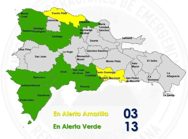 16 provincias en alerta por fuertes aguaceros