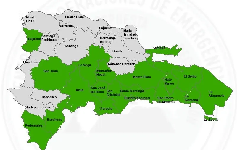19 provincias y el Distrito Nacional en alerta verde por riesgo de inundaciones