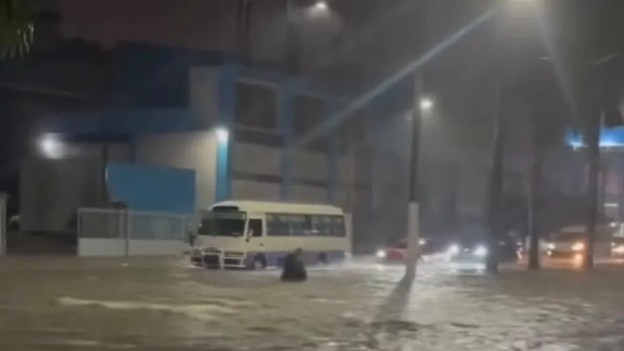 Inundaciones y caídas de árboles por lluvias en Santiago y Valverde
